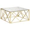 VidaXL Coffee Table Golden Stainless Steel and Tempered Glass 349978