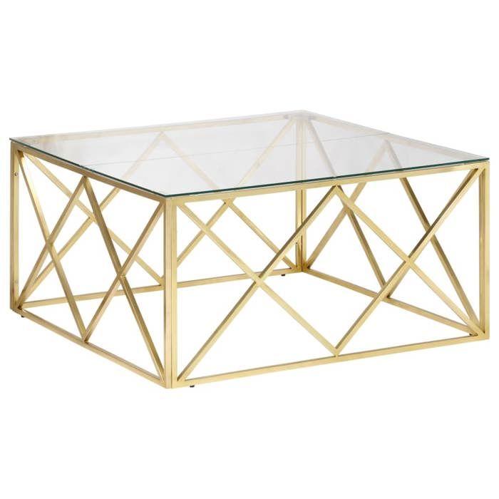 VidaXL Coffee Table Golden Stainless Steel and Tempered Glass 349978