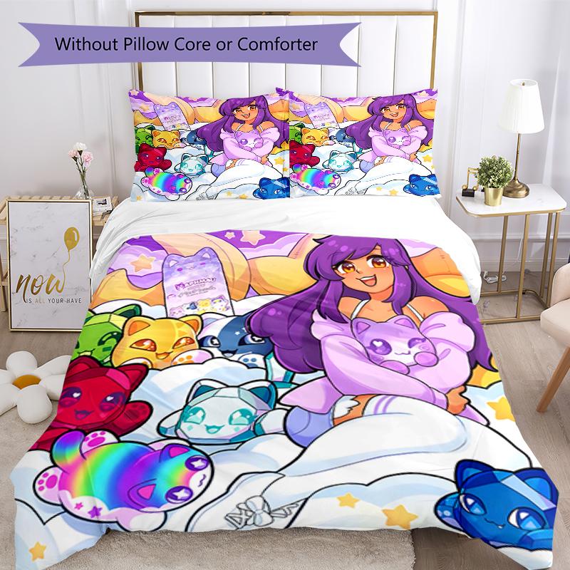 Set Copriletto Anime A-AphmauS 3 Pezzi - Biancheria da Letto Stampata HD con 1 Copripiumino e 2 Federe - Perfetto per la Decorazione della Casa e del Dormitorio