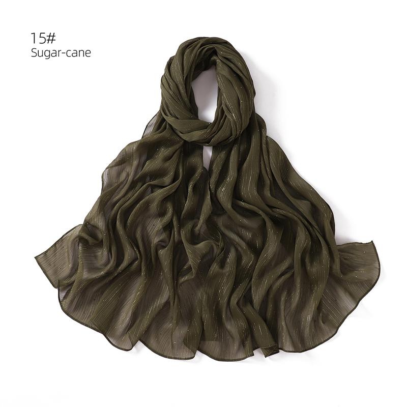 Spring Plain Wrinkle Rhinestone Shiny Shimmer Shawls Scarf for Women Ramadan High Quality Wrap Beach Stole Bufandas Muslim Hijab