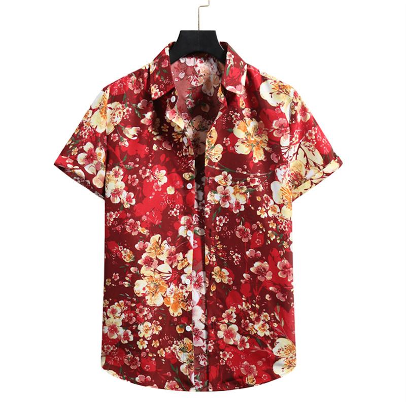 3D Printed Flower Hawaiian Shirts For Men Plants Patterns Button Shirt Summer Short Sleeves Tops Loose Aloha Shirts Streetwear