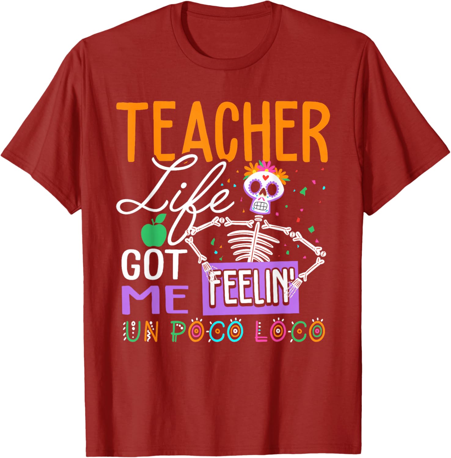 Teacher Skeleton Graphic Tee Funny Teacher Apparel Cotton T-Shirt S