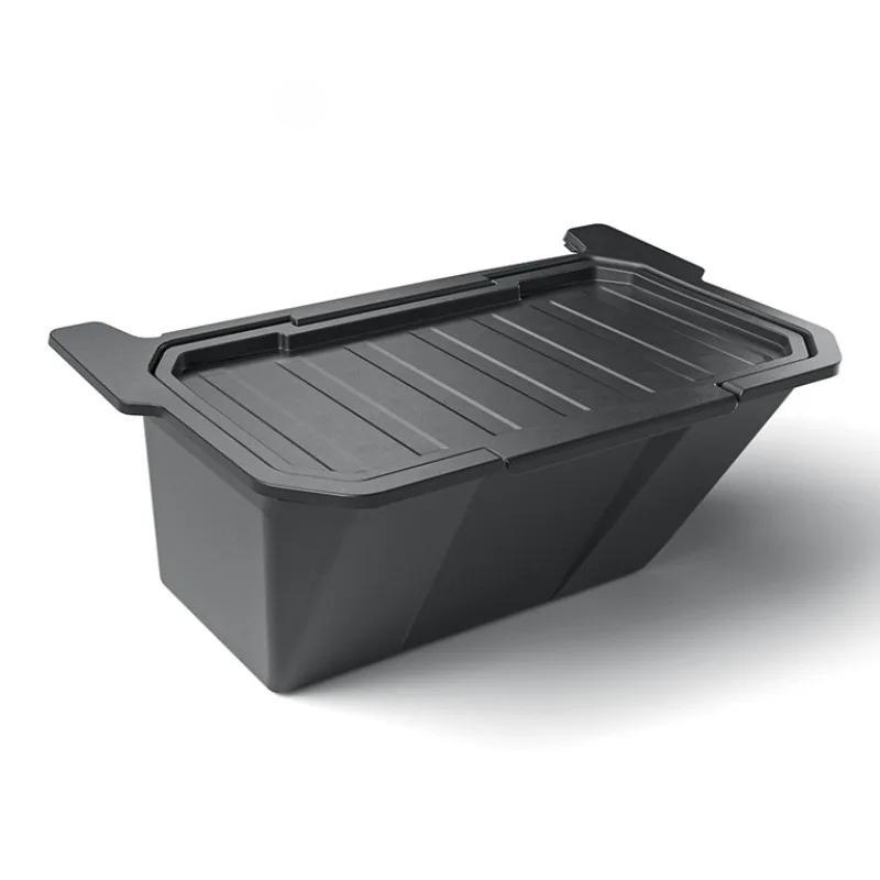 Rear Seat Storage Box for Tesla Cybertruck 2025 Rear Floor Storage Box Organizer with Cover Storage Trash Can Car Accessories