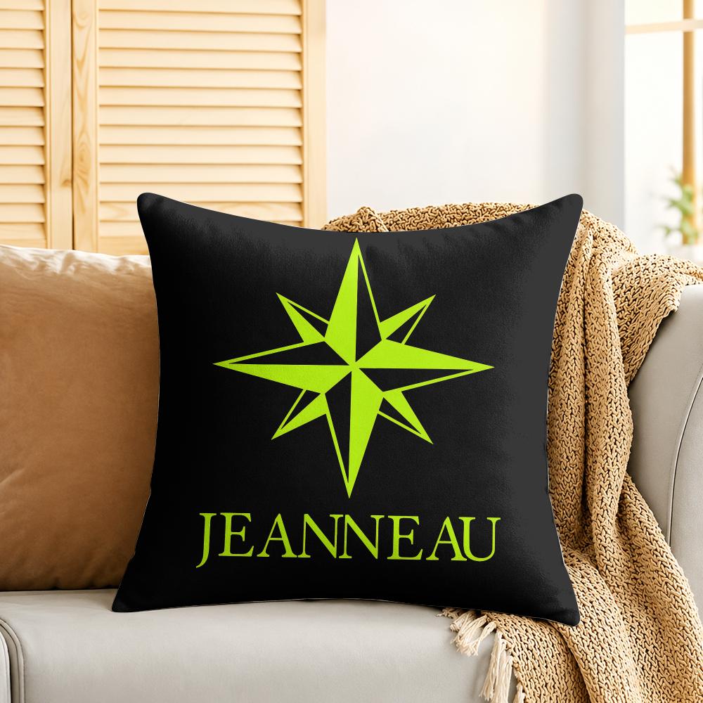 JJeanneau Yacht LOGO Cushion Cover Silky Short Plush Invisible Zipper Dustproof Sofa Pillow Case For Home Decor