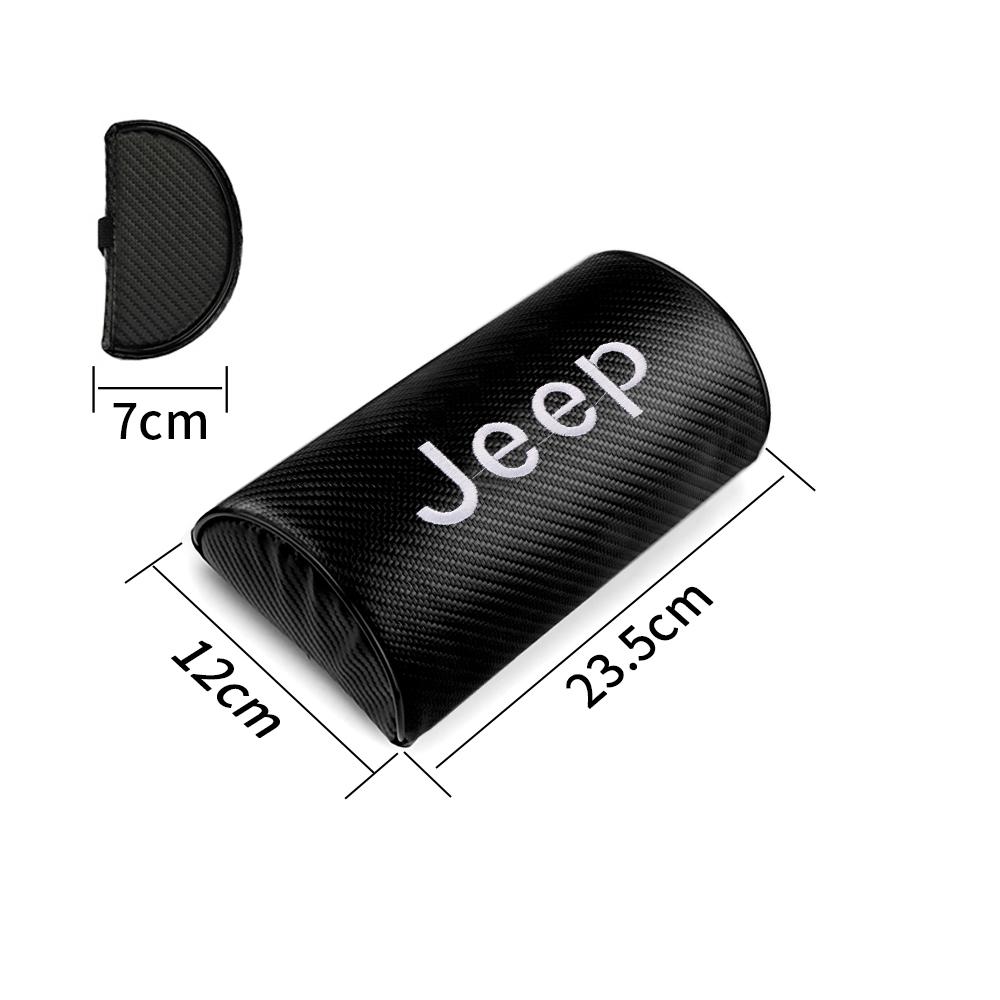 1/2Pcs Carbon Fiber Texture Car Headrest Seat Neck Support Pillow For Jeep Renegade Patriot Wrangler Cherokee Compass Trail Hawk AJP1
