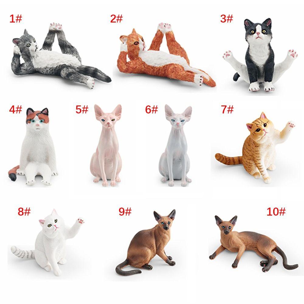 Lifelike Realistic Pet Figurines PVC Cat Action Figures Cute Simulation Pet Car Decoration