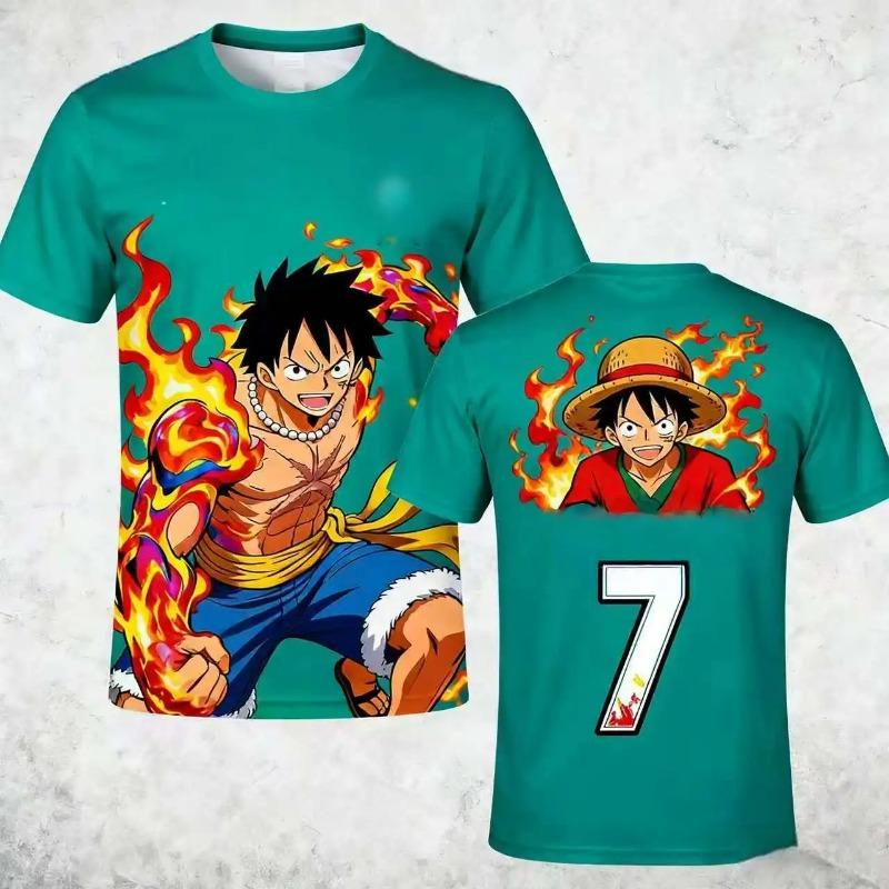 Men's One Piece Anime T-Shirt Zoro Hunter Print Boys Clothes Girls Short Sleeve Men Jersey Casual Lightweight Tops
