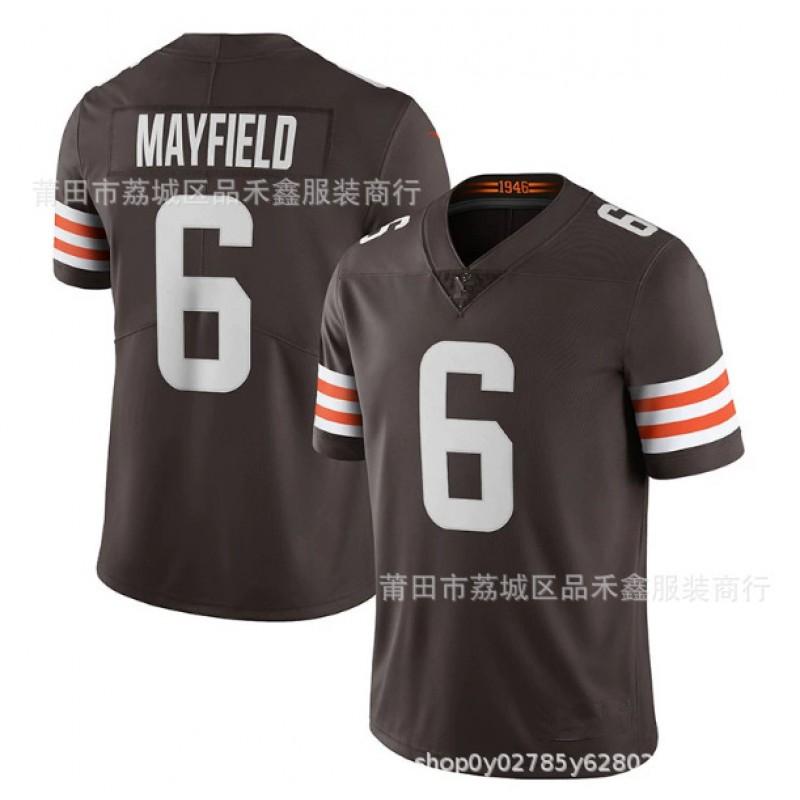 NFL Cleveland Browns Camiseta de Fútbol Chubb 24 Mayfield 6 Garrett 95 Algodón Uniforme Deportivo Hombre Mujer
