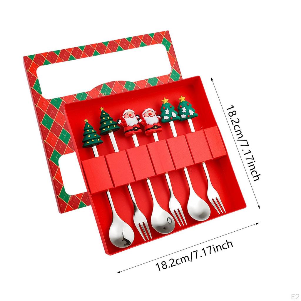 6 Count Christmas Flatware Set Spoons and Forks for Celebrations Beverages Desserts