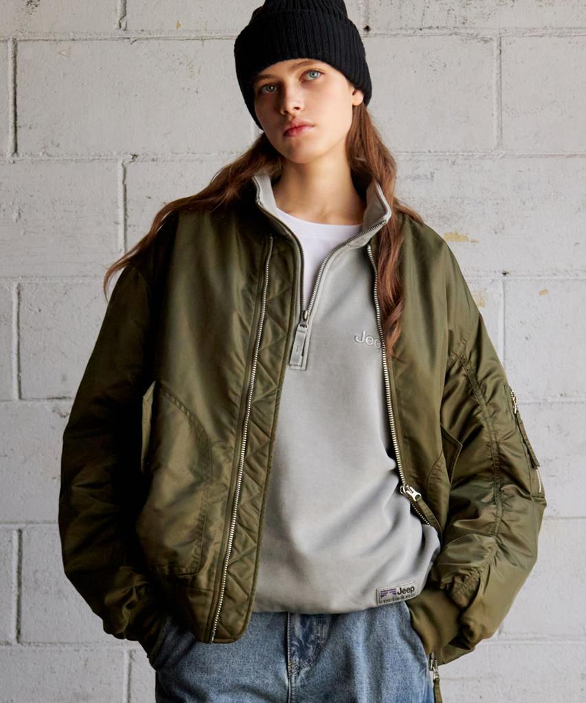 Jeep 2-Way Ma-1 Pocket Bomber Jacket Khaki (Jq5Jpu001Kh)