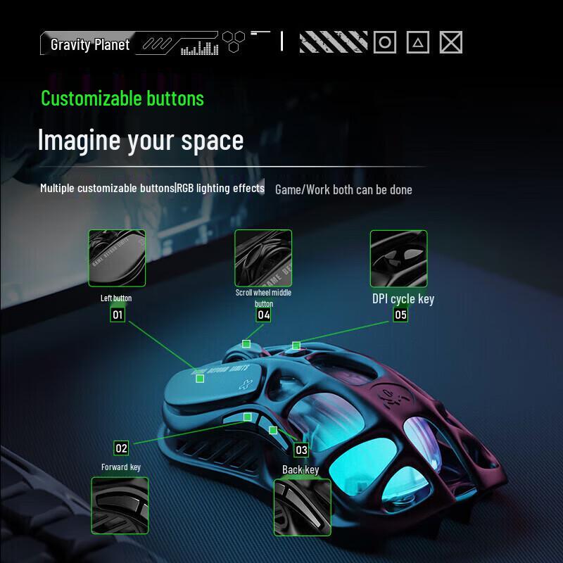 GravaStar M2 Cocoon Breaker Tri-Mode Gaming Mouse
