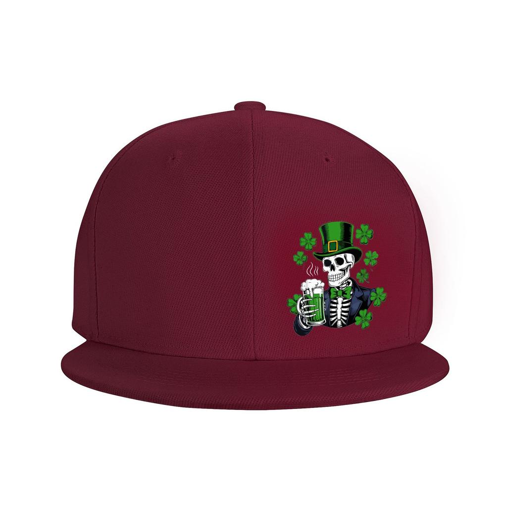 Skeleton Leprechaun Drinking Beer St Patricks Day Snapback Cap Adjustable Baseball Hat for Adults