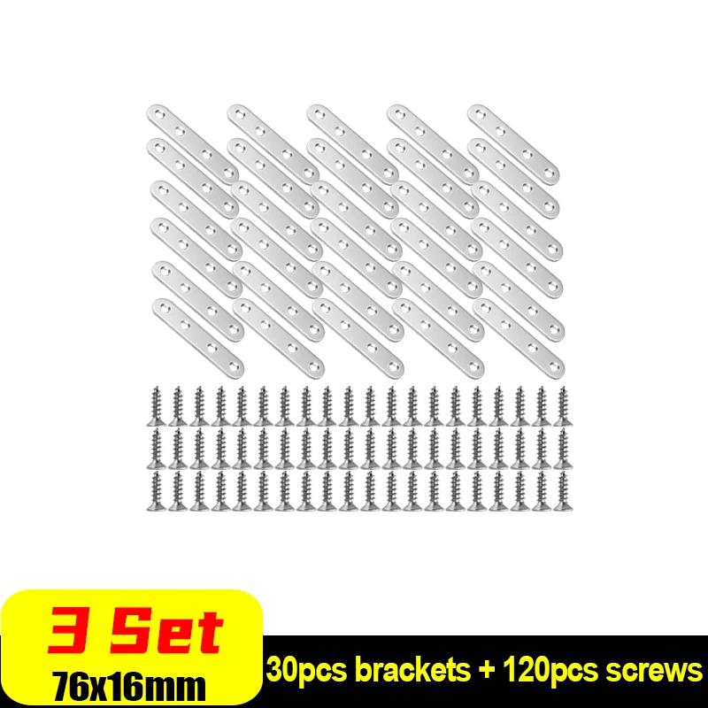 10-30 PIEZAS Placa de Unión de Reparación de Soporte de Ángulo de Acero Inoxidable Placas de Fijación de Conexión Soportes de Esquina Planos Rectos para Muebles