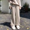 Yousheng Women Pants Straight Wide Leg Drawstring Elastic Waist Casual Trousers with Pockets Solid Color Long Pants