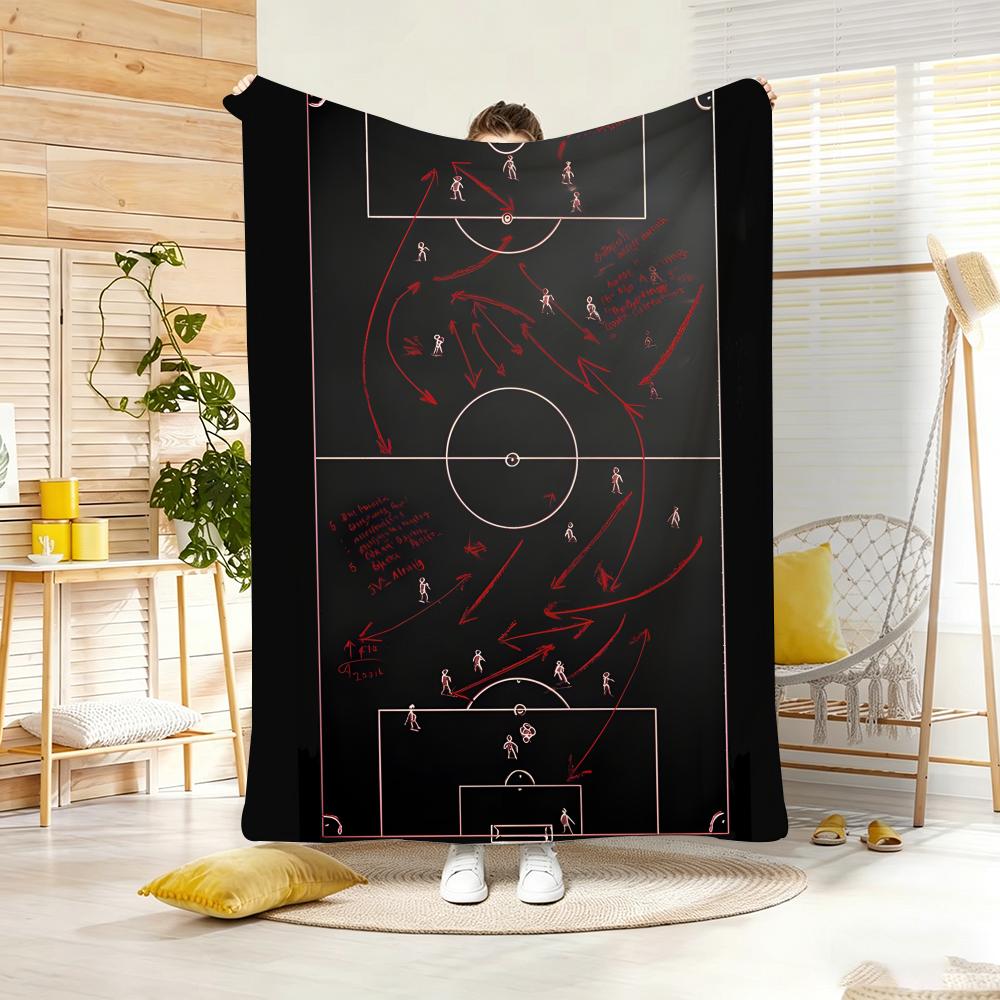 Art Vintage Football Formation Graphic Throw Lightweight  Flannel Blanket Soft Skin-Friendly For Summer Cooling