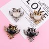 Fashionable and personalized alloy diamond studded owl animal brooch for both men women, popular chest accessories