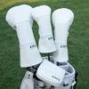 Golf Head Cover Simple Design Birdie Embroidery High-quality Leather Driver Fairway Wood Utility Hybrid Club Set White