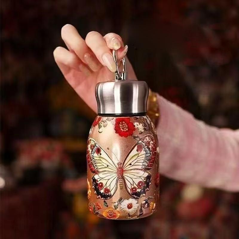 300ML Retro Konst Påfågel Termosmugg 316 Rostfritt Stål Dubbelväggig Vakuumisolerad Tumlermugg Vattenflaska Gåvor Resemuggar