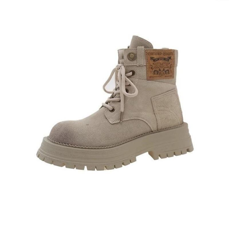 Thick-soled heightening Martin boots women's new autumn and winter high-end rhubarb boots versatile short boots