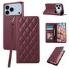 For iPhone 17 Pro Case RFID Blocking Wallet Stand Rhombus Leather Phone Cover with Wrist Strap
