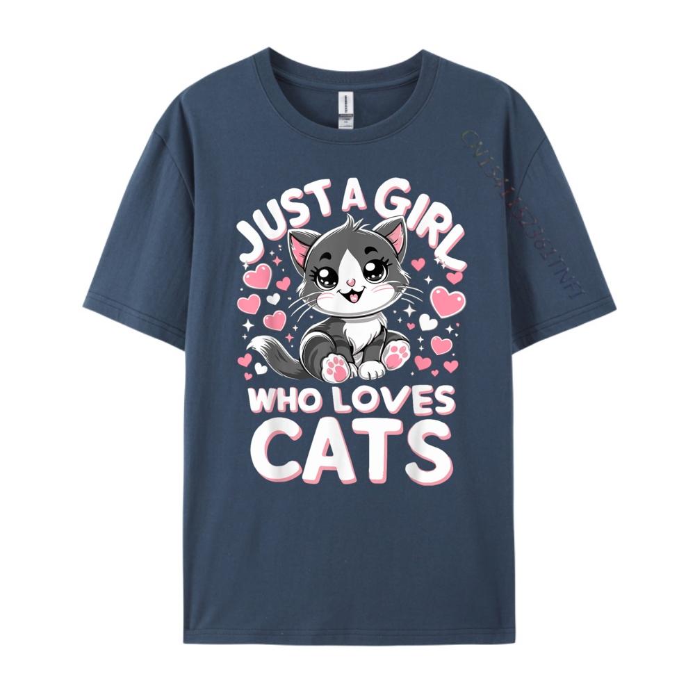 Just A Girl Who Loves Cats Cute Cat Oversized T Shirt Men TShirt