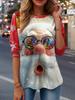 Women's Festive Santa Long Sleeve, Holiday Graphic Print Top,2025 Christmas Party Wear, Winter Seasonal Comfort Fit