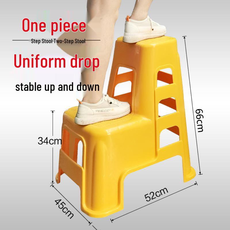 Multifunctional Two-Step Plastic Ladder Stool for Household Use