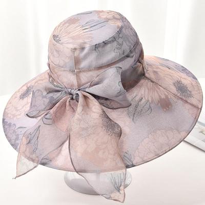 Organza Printed Classic Sun Hat Fashionable Breathable StrapsCasual Wide Brim Visor Fisherman Hats Outdoor Travel Suitable for Women