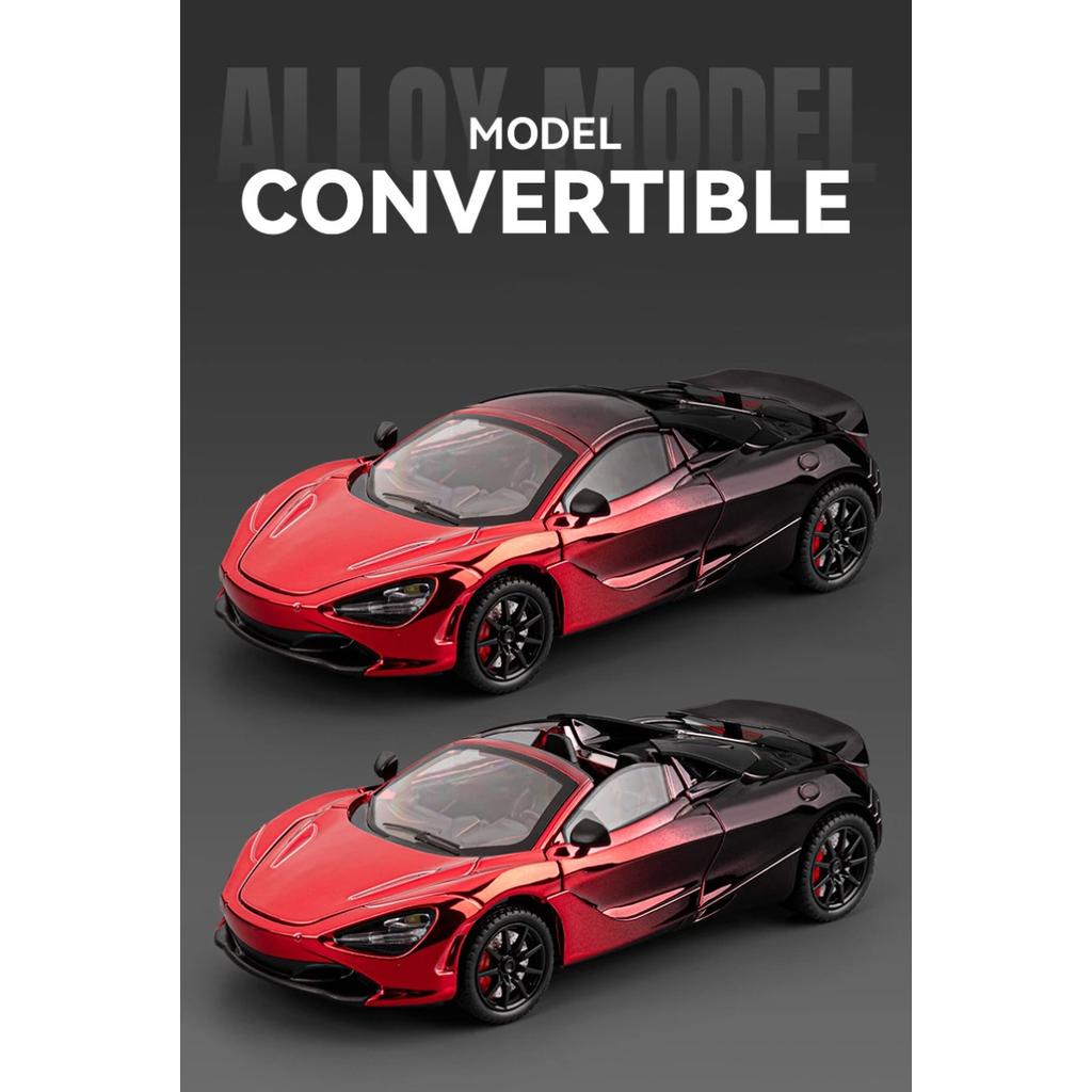 1/24 McLaren 720S Electroplate Version Alloy Track Racing Car Model Diecast Metal Sports Car Vehicle Model Sound and Light Kids Toy Gift