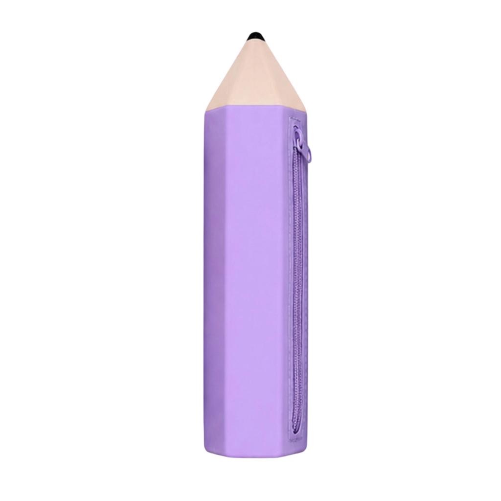 Pencil Case - Pencil Shaped Silicone Pencil Pouch,Large Capacity Pencil Bag with Zipper,Portable Stationery for School and