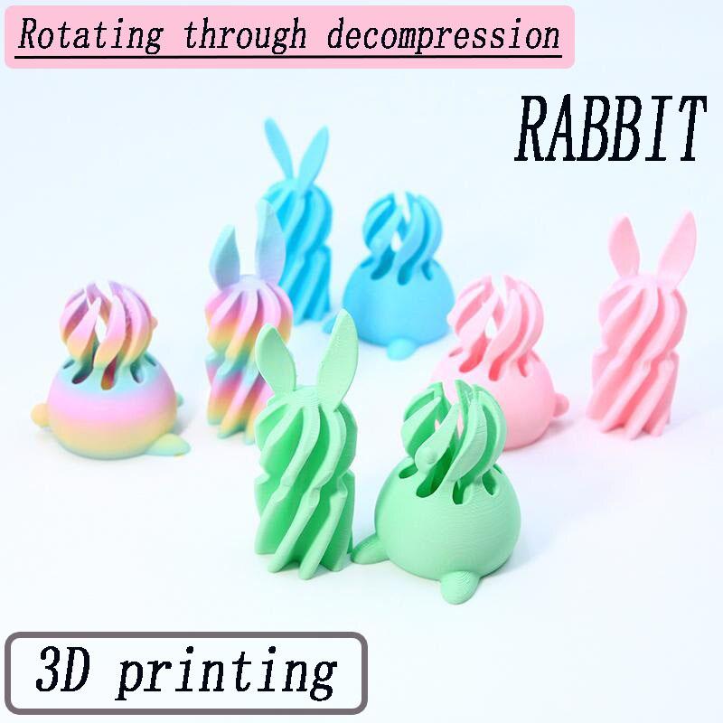 3D Printed Rabbit Spiral Tower Rotating Toy Decompression Gourd Spiral Cone Children'S Gift Home Decor