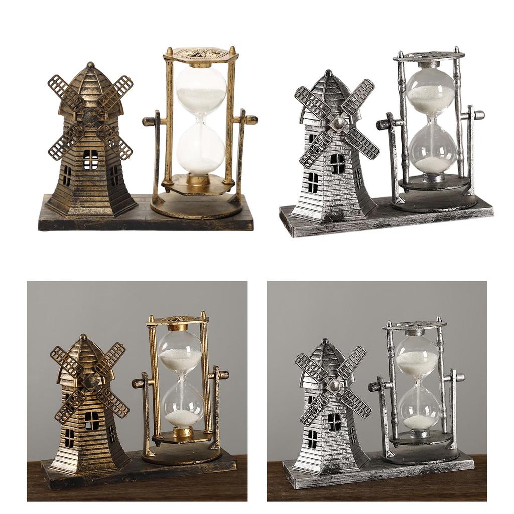 Retro Style Hourglass Sand Timer Sandglass Centerpiece Statue Sculpture Ornaments for Desk Bedroom Book Shelf Decorations