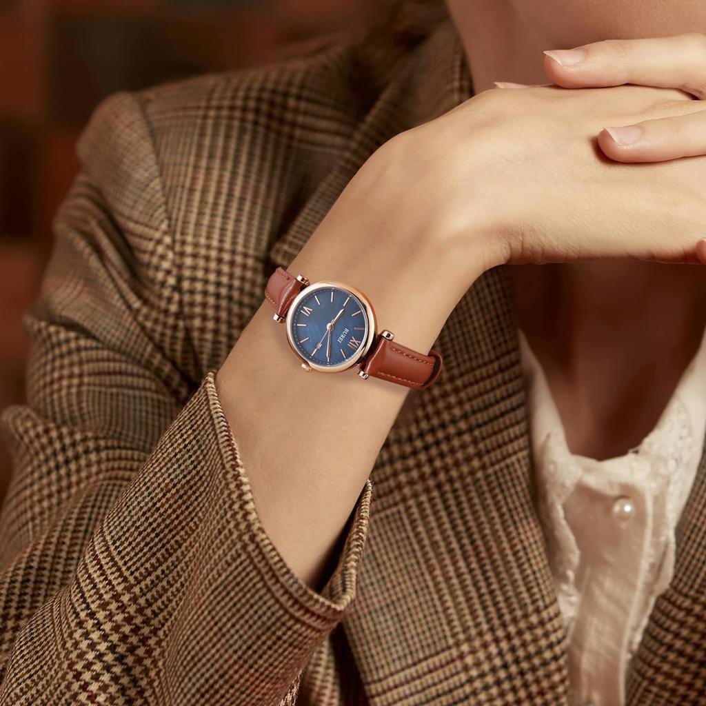 BUREI Women's Quartz Analog Watch with Leather Strap, Slim Fit, Stylish, Waterproof, Cute, Simple, and Lightweight. Perfect for Casual, Business,