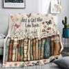 1pc Floral Book Stack Gift for Daughter Flannel Blanket, 2D Print Soft Warm Throw, All Season Cozy Blanket for Bedroom Living Ro