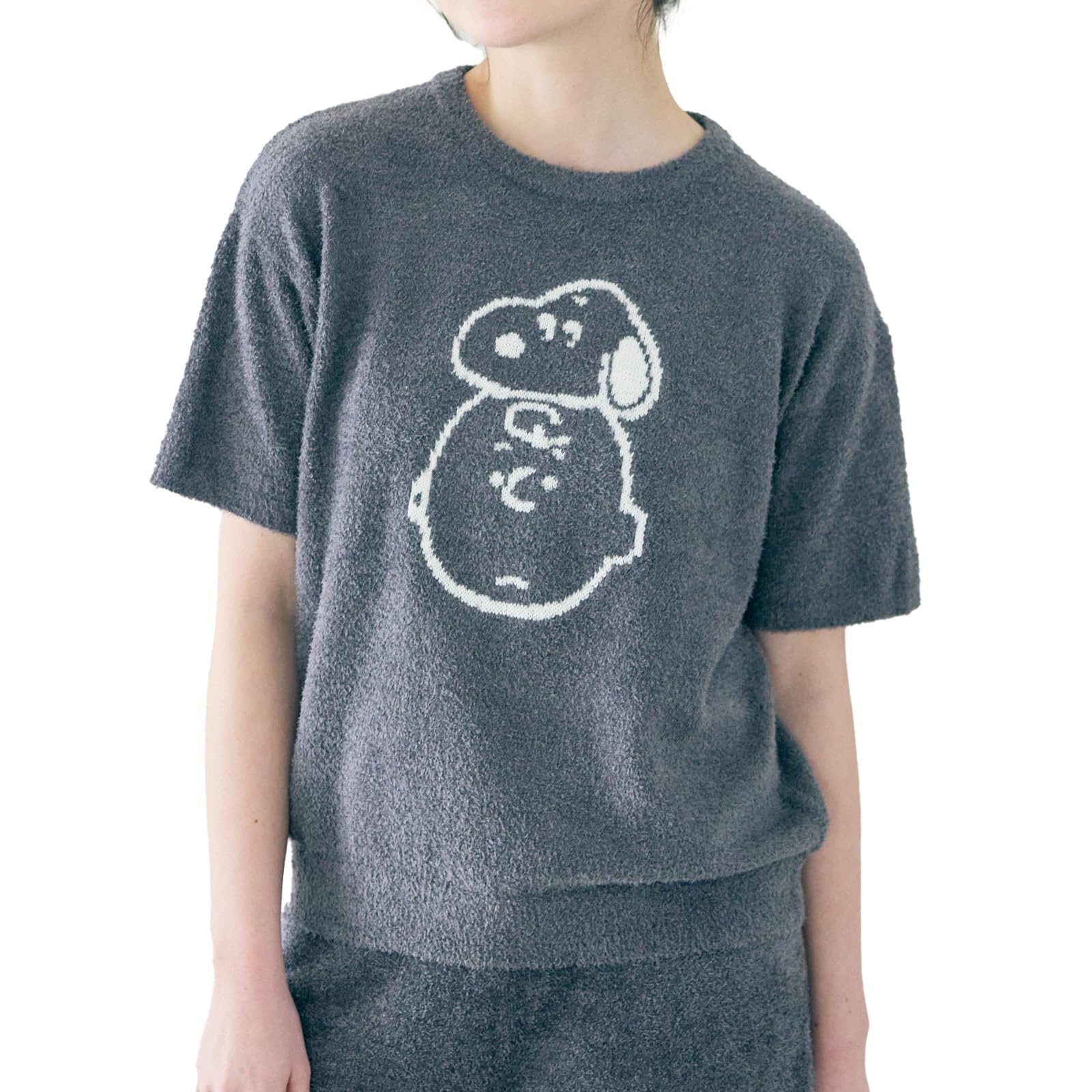 

Пижама PEANUTS Snoopy с коротким рукавом, пушистая, совместимая с домашними животными, серая LL [Lafuku] женская