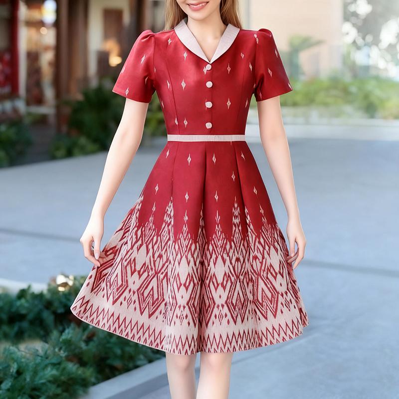 ZANZEA Women Summer Doll Collar Casual Short Sleeve Print Dress