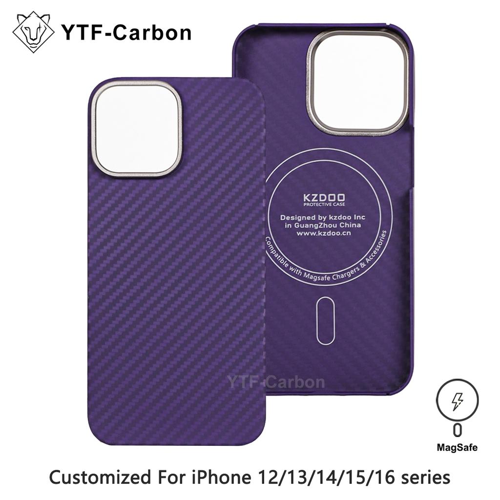 YTF For iPhone 12 Pro Max/13 Pro/14 Pro Max/15 Pro Max/16 Pro Max Genuine Carbon Fiber Aramid Case Ultra Thin Protective Cover