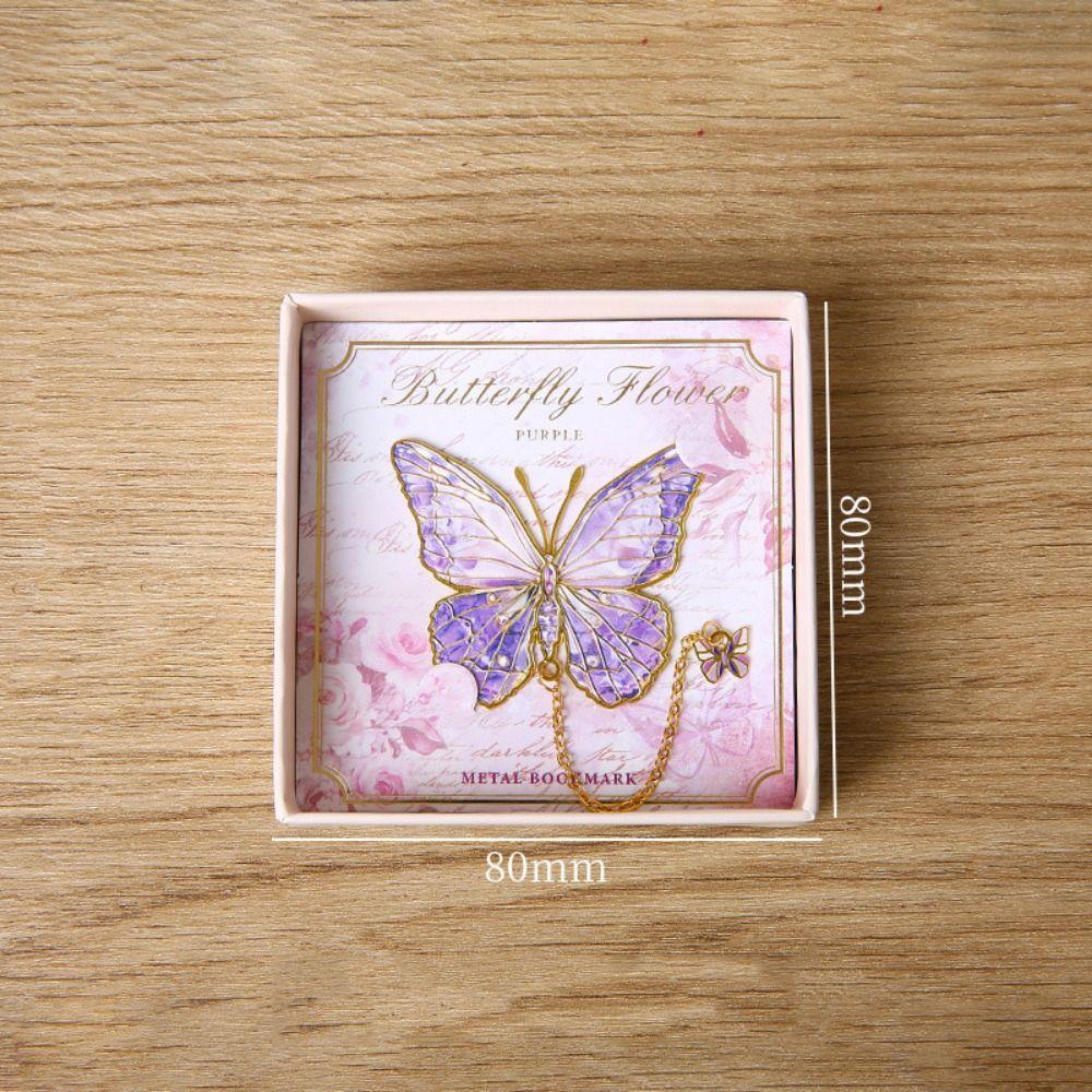 Bronzing Metal Butterfly Bookmark with Pendant Separator Pages Pendant Book Marker Vintage Chinese Style