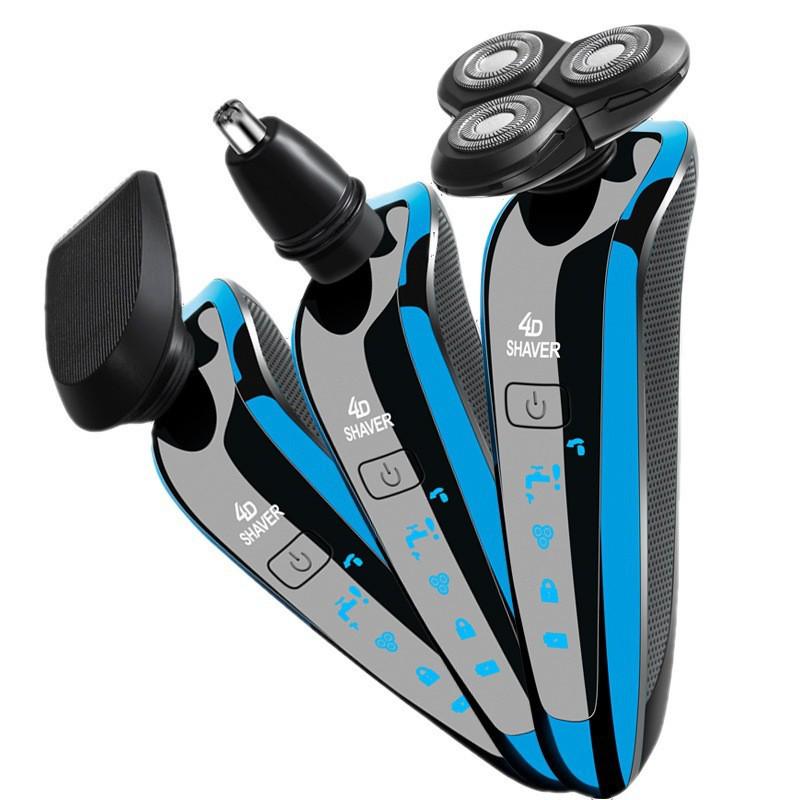 4D Electric Floating Shaver: USB Rechargeable, Full Body Washable, Multifunctional Beard Razor for Men.