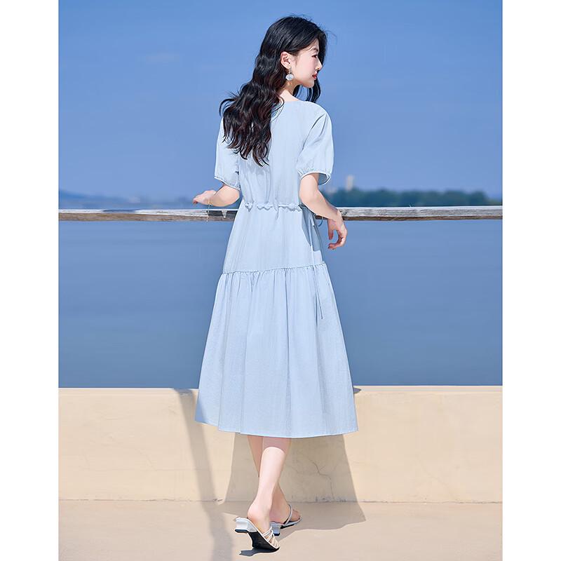 Sishui Nianhua Elegant Short-Sleeve A-Line Mid-Length Dress