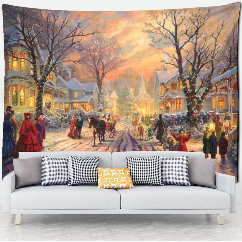 

Лесная хижина гобелен настенная картина маслом фон ткань печать психоделическое колдовство богемный декор 95x70cm