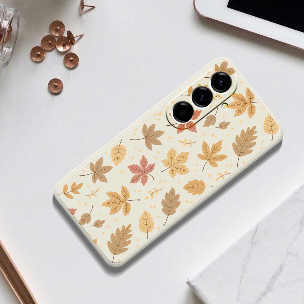 For Samsung Galaxy A56 5G Case Leaves Pattern Printing Straight Edge TPU Phone Back Cover