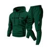 Men's Casual Solid Color Letter-printed Sweatshirt Set, Men's Fleece Hooded Drawstring Sweatshirt And Sweatpants Two-piece Set