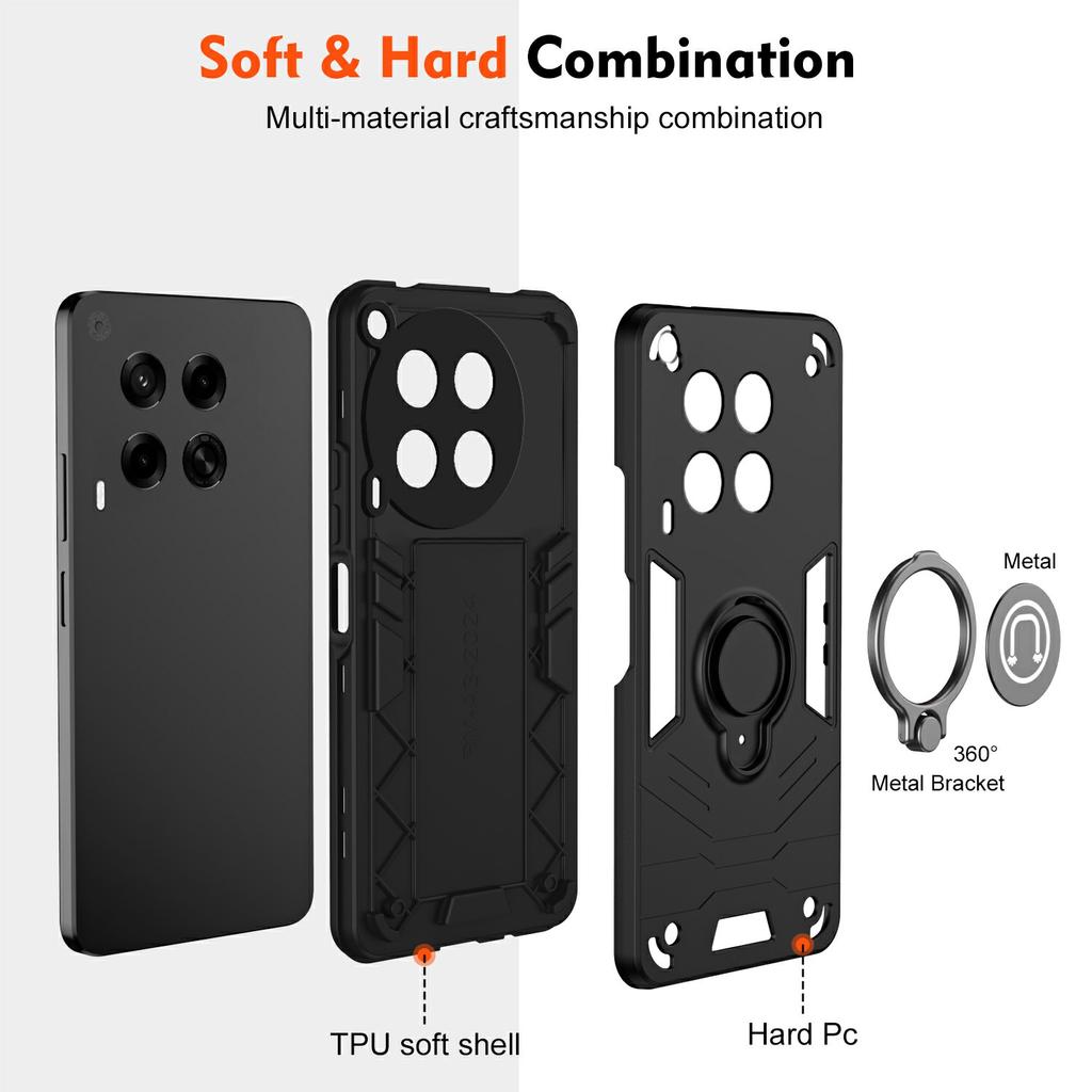 For TECNO Camon 30 4G Case Slide Camshield Kickstand PC+TPU Phone Cover