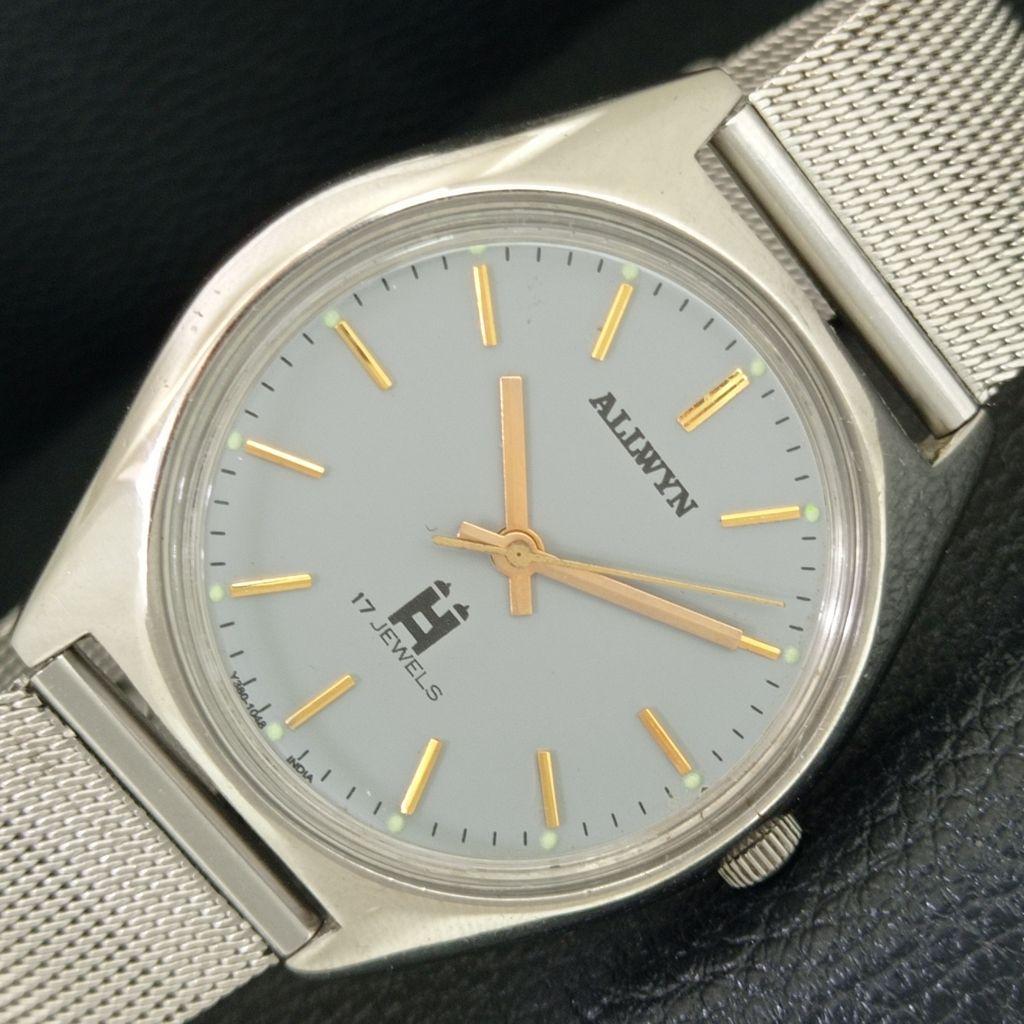 

HAND-WINDING VINTAGE ALLWYN 6300A INDIA MENS GREY COLOR DIAL WATCH a706036-1