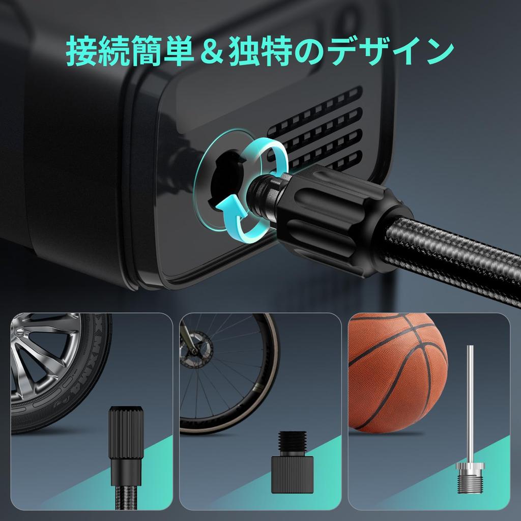 ASMAX T10 Electric Bicycle Pump, Electric Air Pump for Motorcycles and Cars, 2500mAh x 3 High-Capacity Battery, Maximum Pressure of 160 PSI, Tire Pres