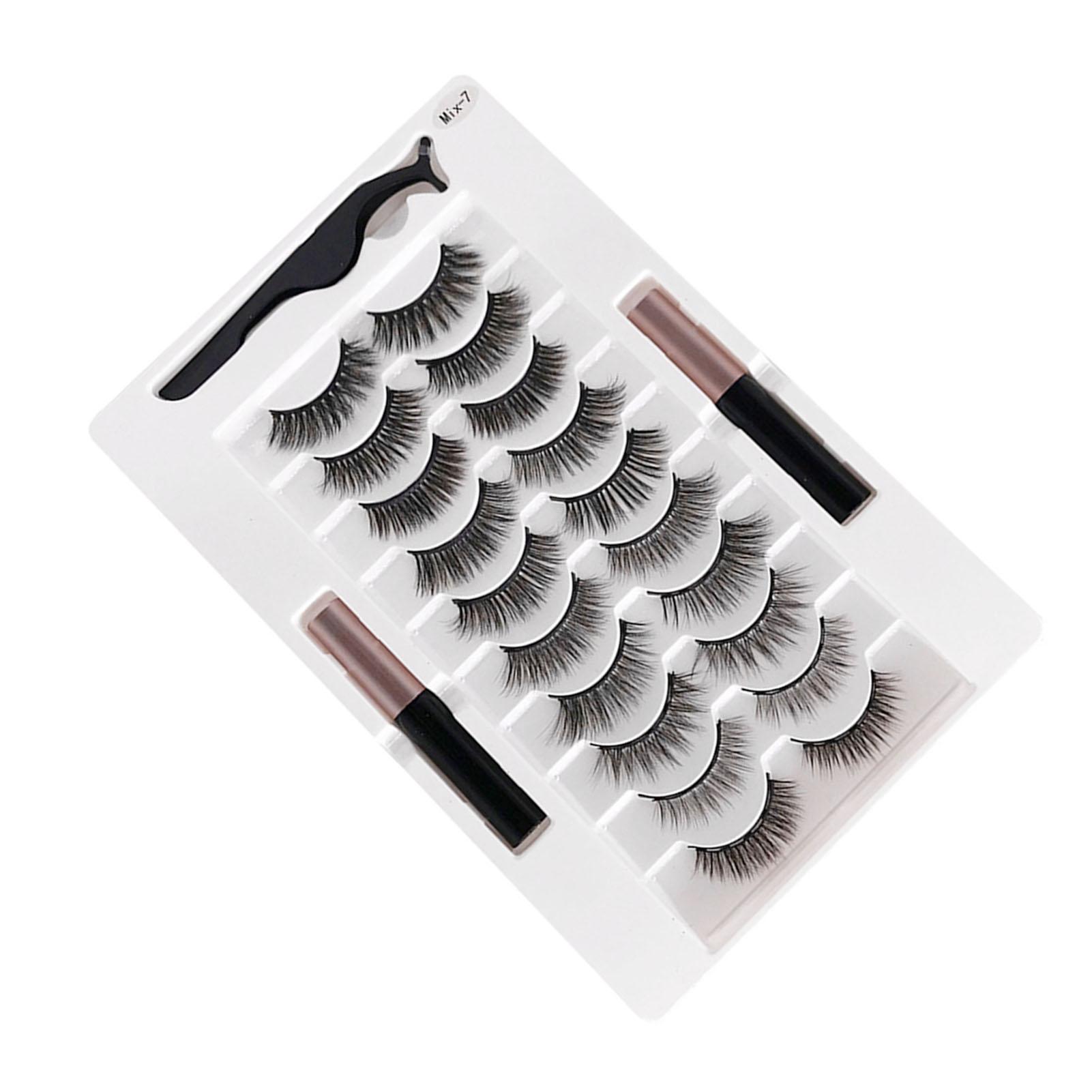

20pcs Magnetic 3D False Eyelashes Reusable Fluffy Magnetic Artficial Lashes Eyeliner for Makeup Black