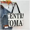 Borsa Tote in Tela da Donna con Tasca con Cerniera Urbana Casual Elegante Stampa Lettere