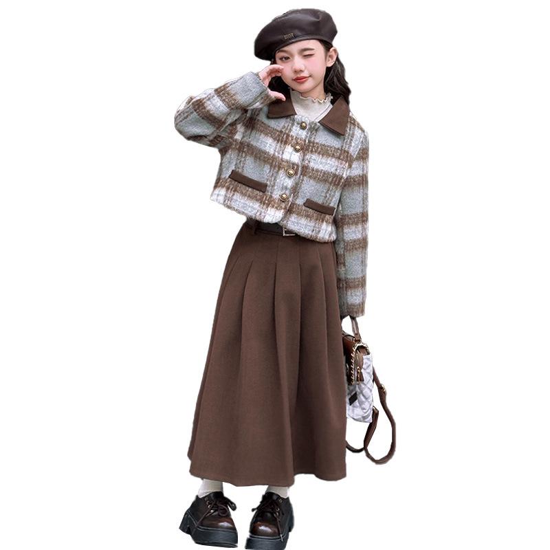 Girls' High-End Midi Skirt Set - Autumn/Winter 2025 Fashion