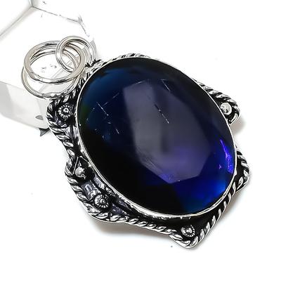 Natural London Blue Topaz Gemstone 925 Sterling Silver Gift Pendant 1.97" K8n91